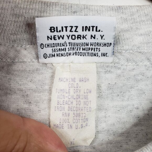 Vtg 90s Elmo Sesame Street Muppets T Shirt XL Blitzz Gray Jim Hensen USA NEW - Picture 3 of 12
